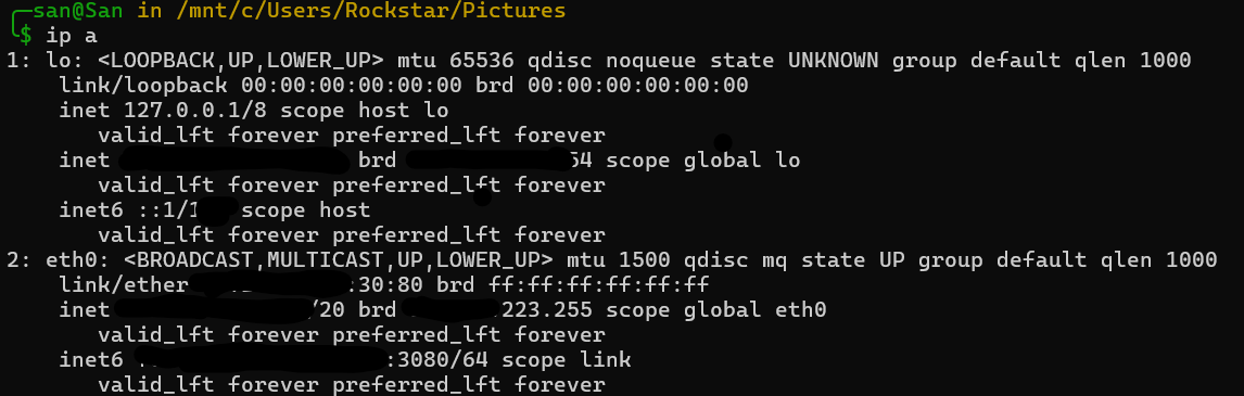 Output of ip a command