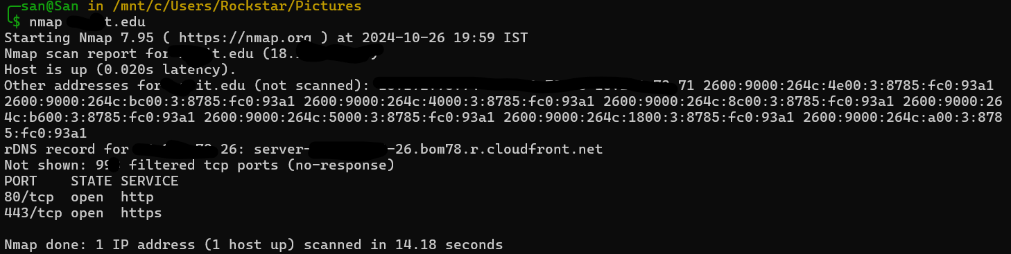 Sample nmap scan output